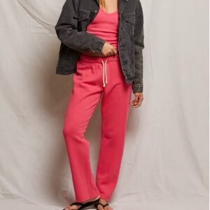 perfectwhitetee collins fleece straight leg sweatpants in Pink Bloom Sz XL